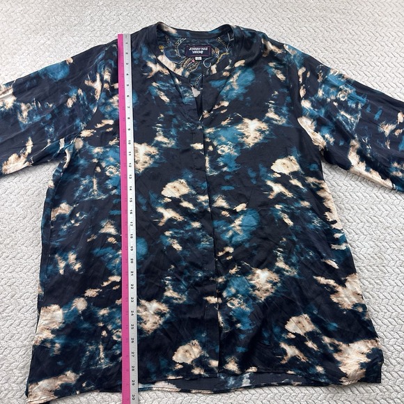 Johnny Was Shadow Voyager Tunic Top Womens Size XL Oversized 100% Silk Button Up - Picture 6 of 13